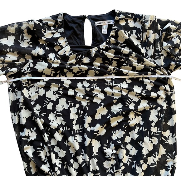 Girl With Curves Petite Mesh Flutter Sleeve Maxi Dress Black Floral NWOT Size LP - Picture 6 of 8